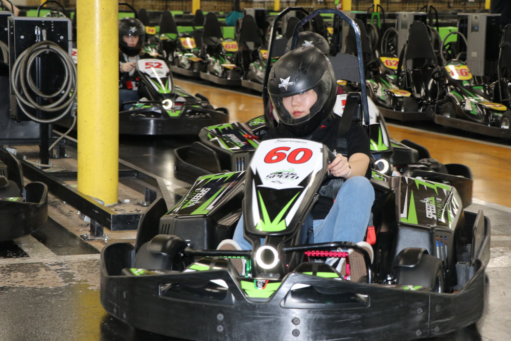 A racer in a cart