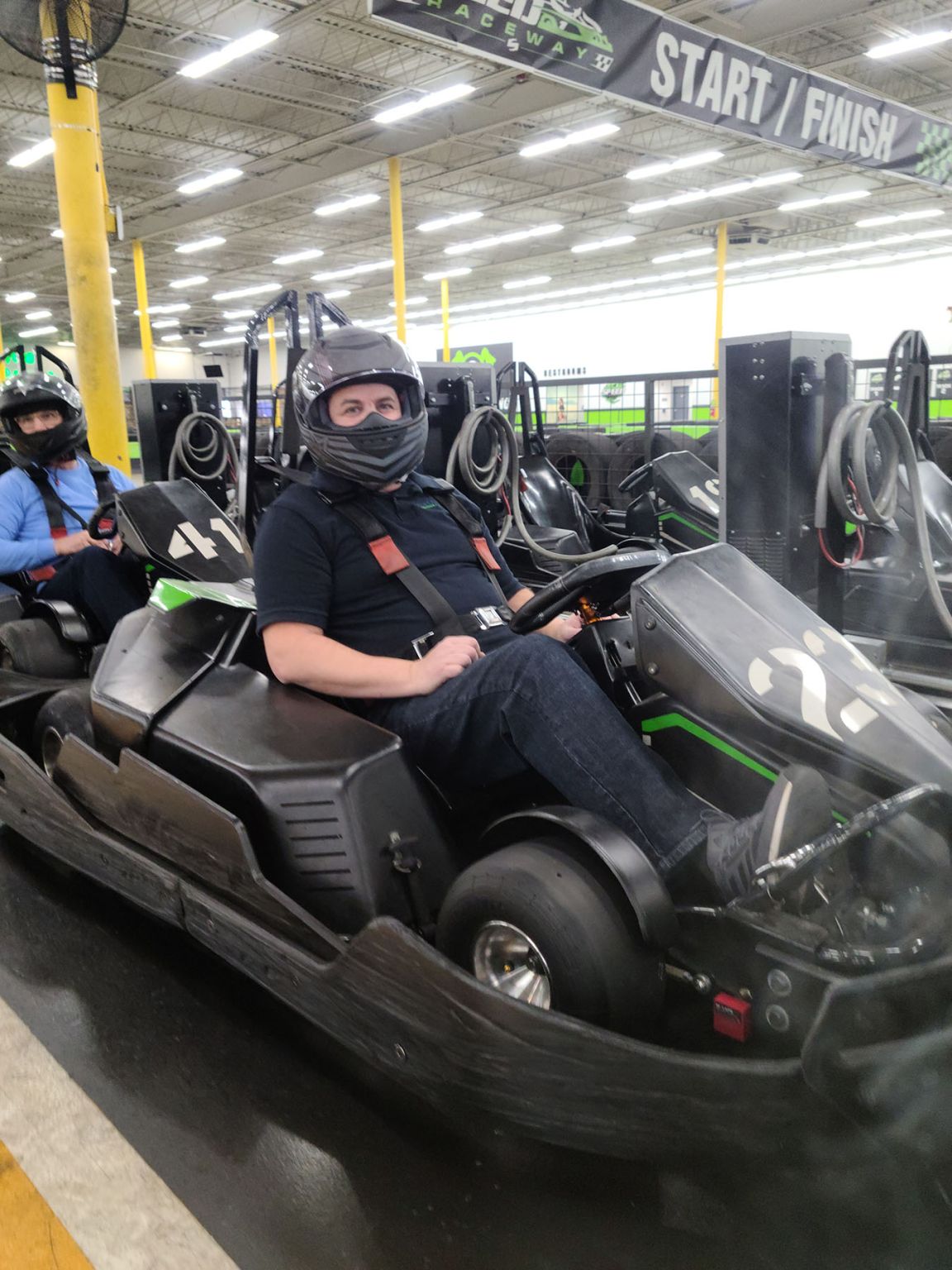 Kart with driver, waiting to race